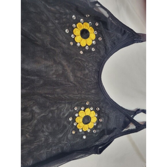 Exotic 2 Piece Sheer Handmade Sunflower Teddy Dancewear Matching Set Size Medium - Picture 10 of 12